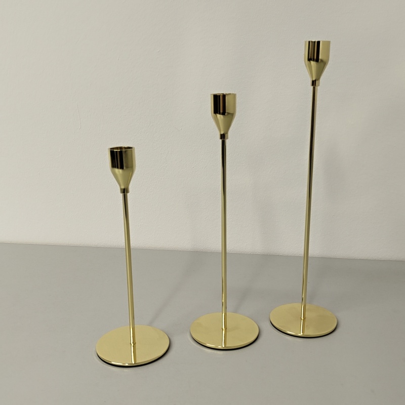 Svícen zlatý - na kónickou svíčku 33 cm